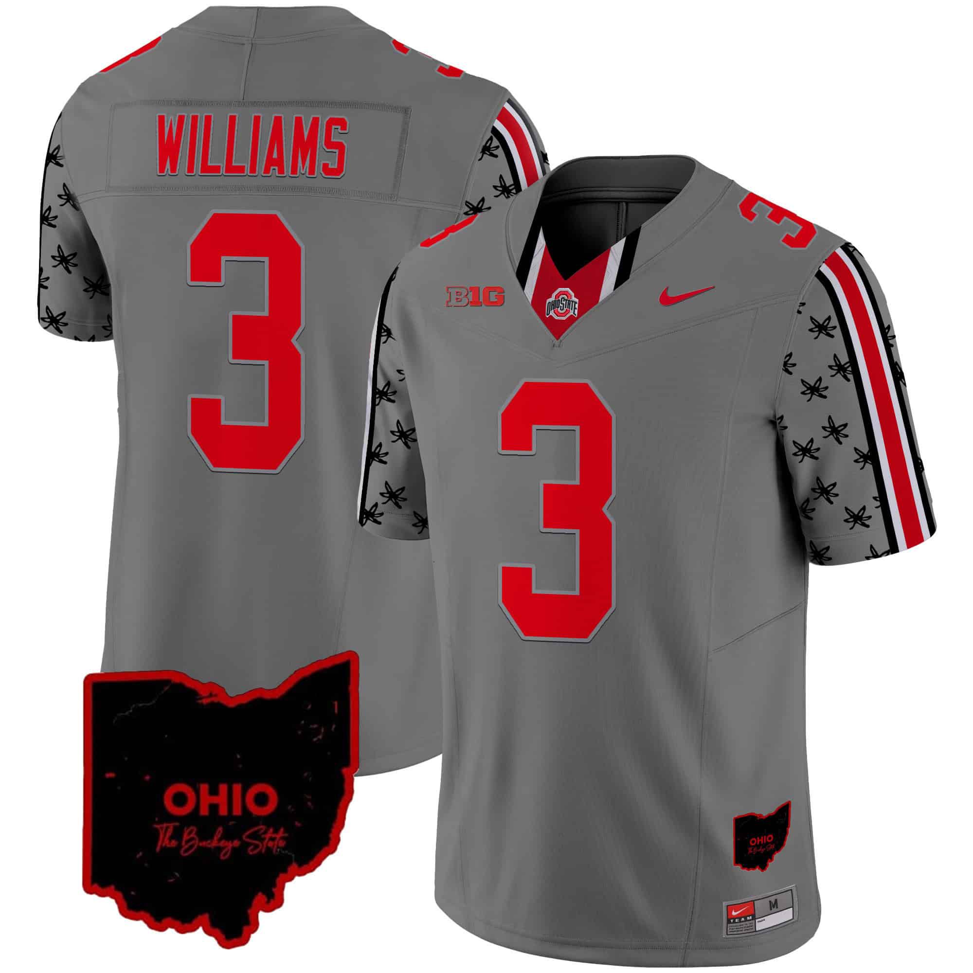 Men Ohio State Buckeyes #3 Williams Grey 2024 Nike Home Patch Vapor Limited NCAA Jersey->indianapolis colts->NFL Jersey